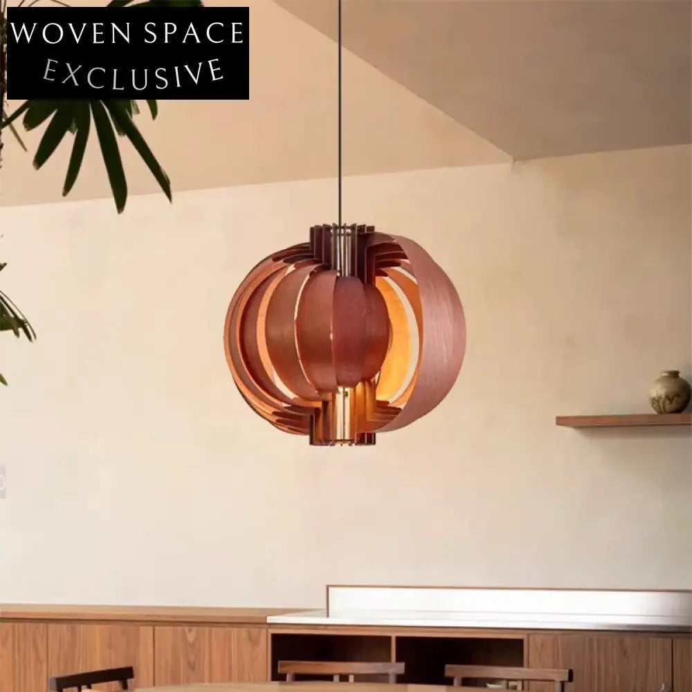 Nordic Single Bulb LED Pendant Light Wood Metal Dining Room Chandelier