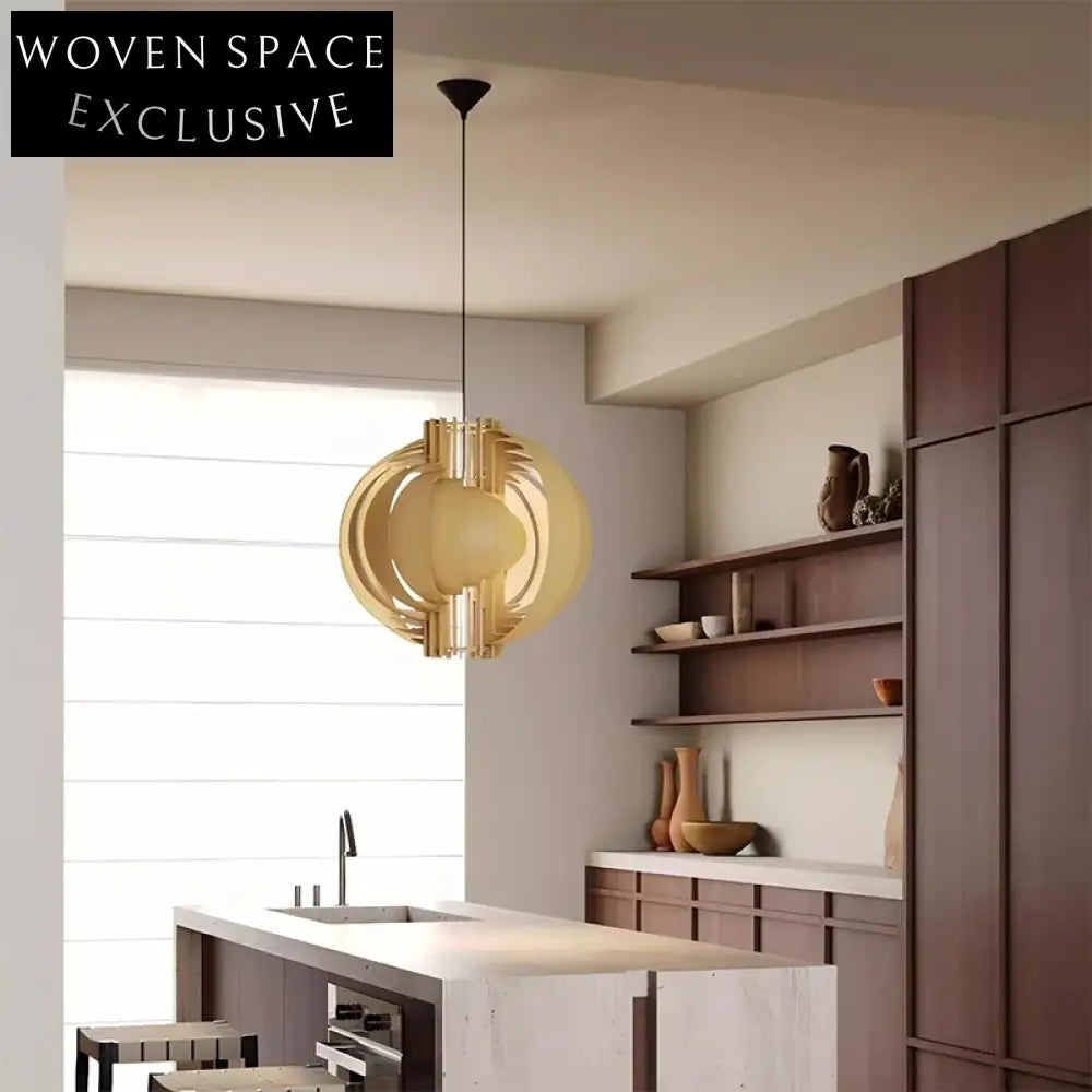 Nordic Single Bulb LED Pendant Light Wood Metal Dining Room Chandelier