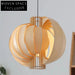 Nordic Single Bulb LED Pendant Light Wood Metal Dining Room Chandelier