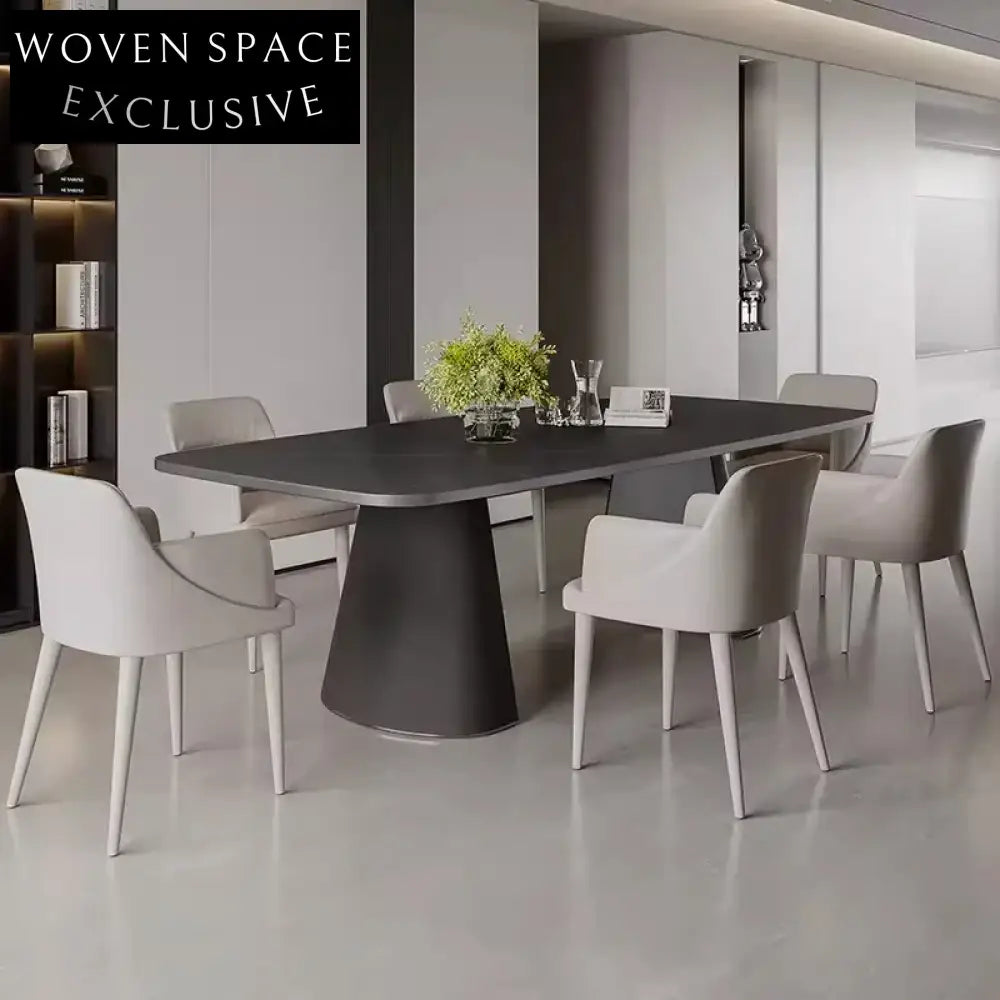 Nordic Slate Top Dining Table, Stainless Steel Base, Modern Home Furniture