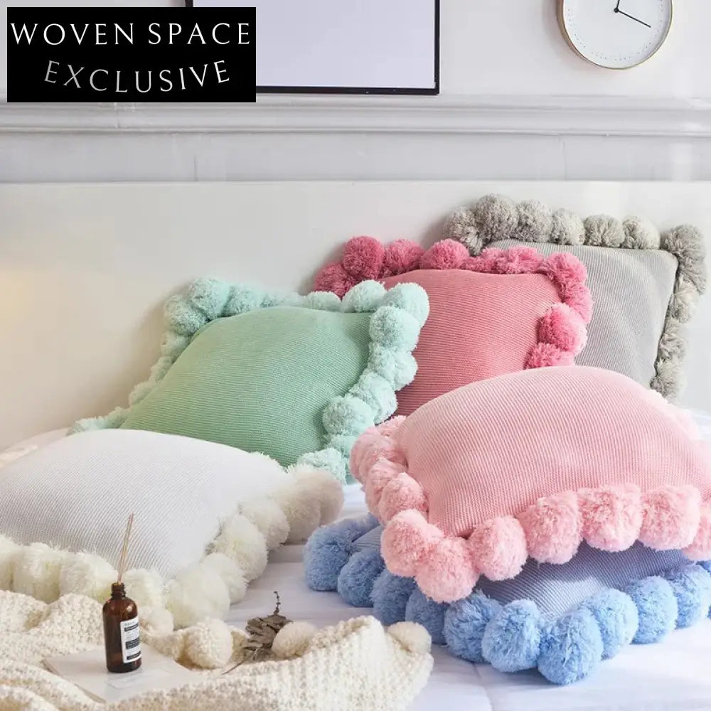 Nordic Soft Cotton Acrylic Tufted Square Throw Pillow for Cozy Home Decor