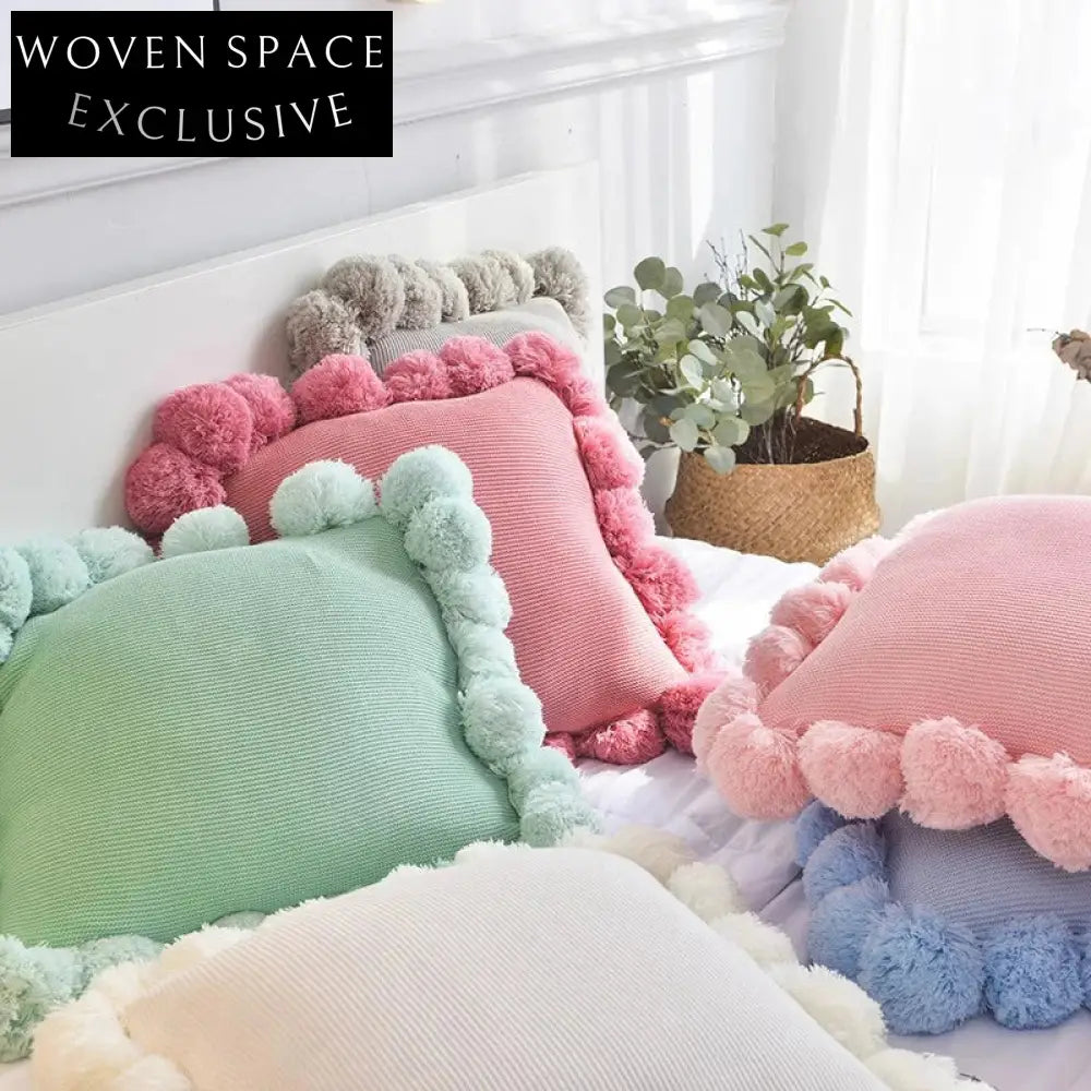 Nordic Soft Cotton Acrylic Tufted Square Throw Pillow for Cozy Home Decor