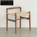 Nordic Solid Beech Wood Frame Rope Seat Dining Chair for Modern Homes