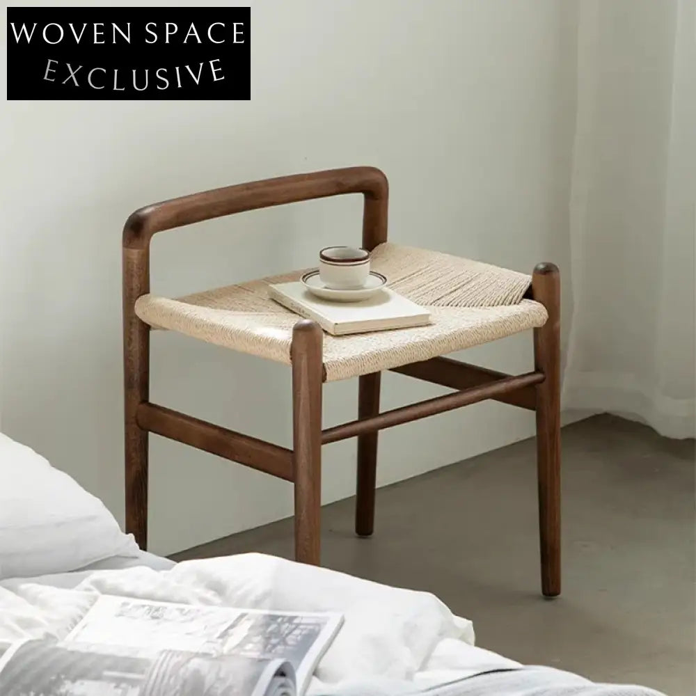 Nordic Solid Beech Wood Frame Rope Seat Dining Chair for Modern Homes