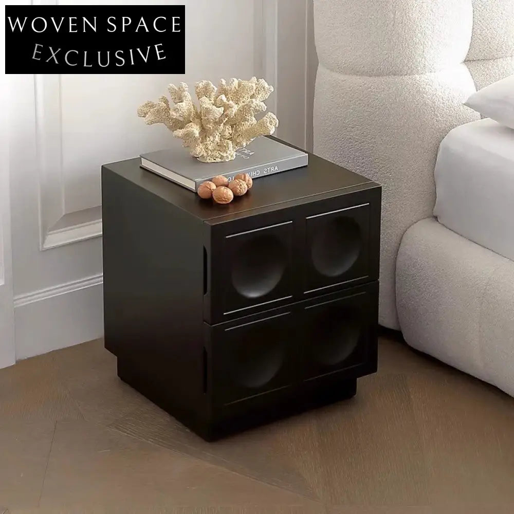 Nordic Solid Oak Wood Nightstand with Drawer - Minimalist Bedside Table