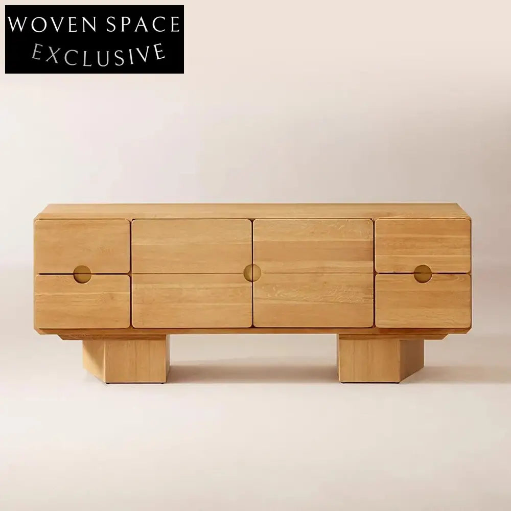 Nordic Solid Oak Wood Storage Sideboard Cabinet for Living Room Entryway