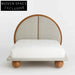 Nordic Solid Pine Wood King Size Linen Upholstered Modern Bedroom Bed