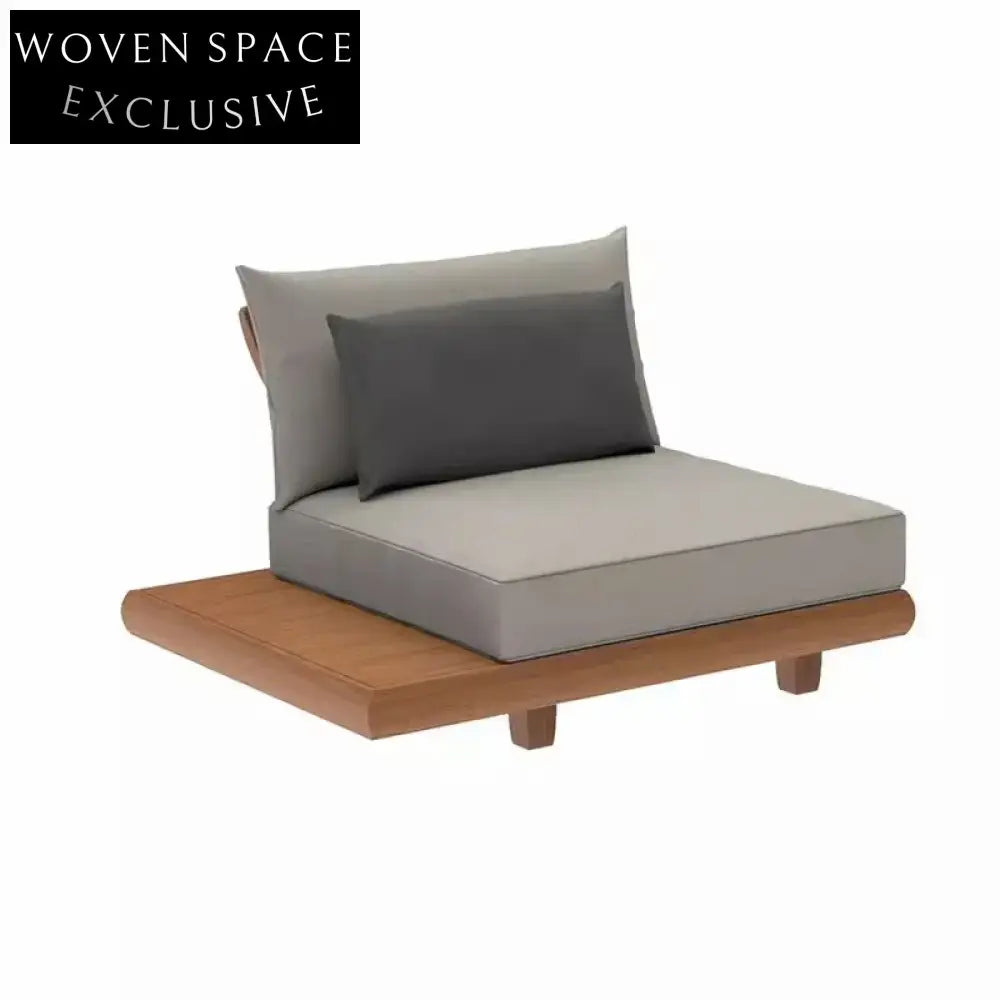 Nordic Solid Teak Wood Outdoor Sofa Chair Waterproof Cushions Garden Seating