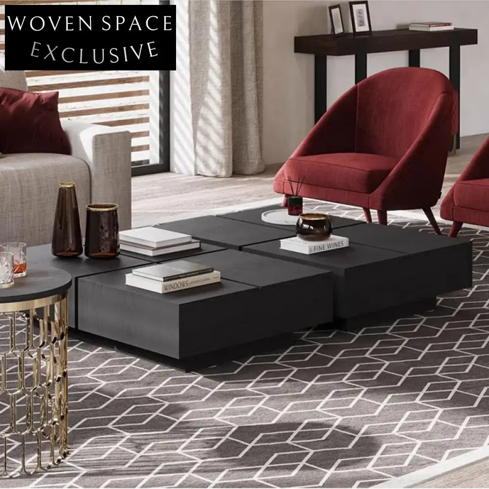 Nordic Solid Wood Coffee Table with Storage, Modern Living Room Centerpiece