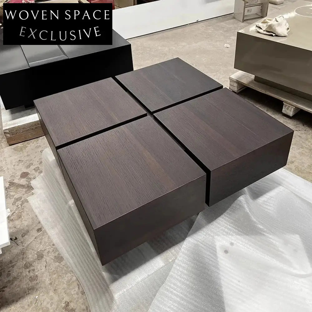 Nordic Solid Wood Coffee Table with Storage, Modern Living Room Centerpiece