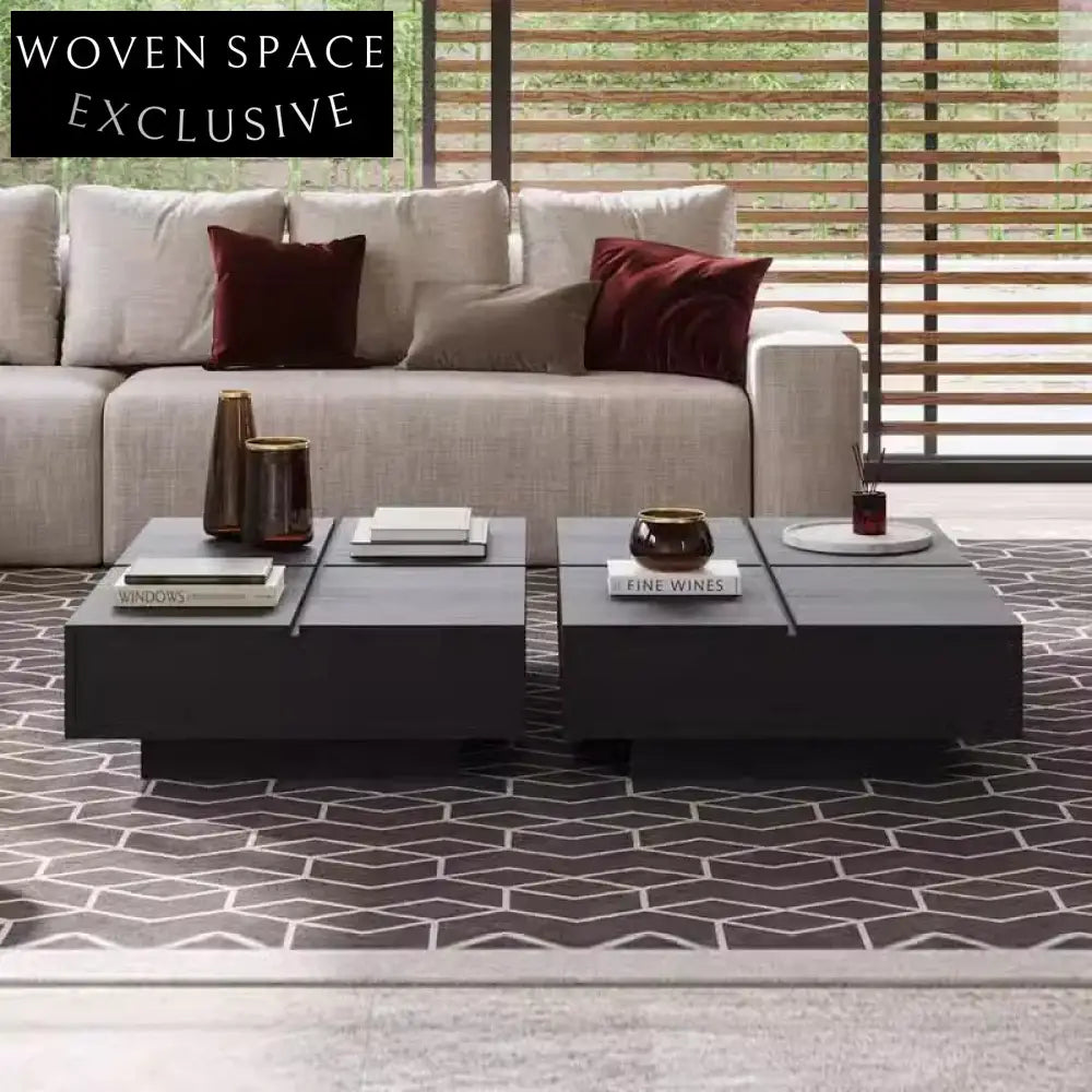 Nordic Solid Wood Coffee Table with Storage, Modern Living Room Centerpiece