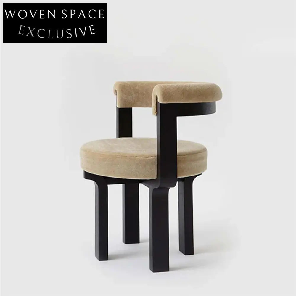 Nordic Solid Wood Fabric Armchair Dining Chair with Comfortable Backrest Design