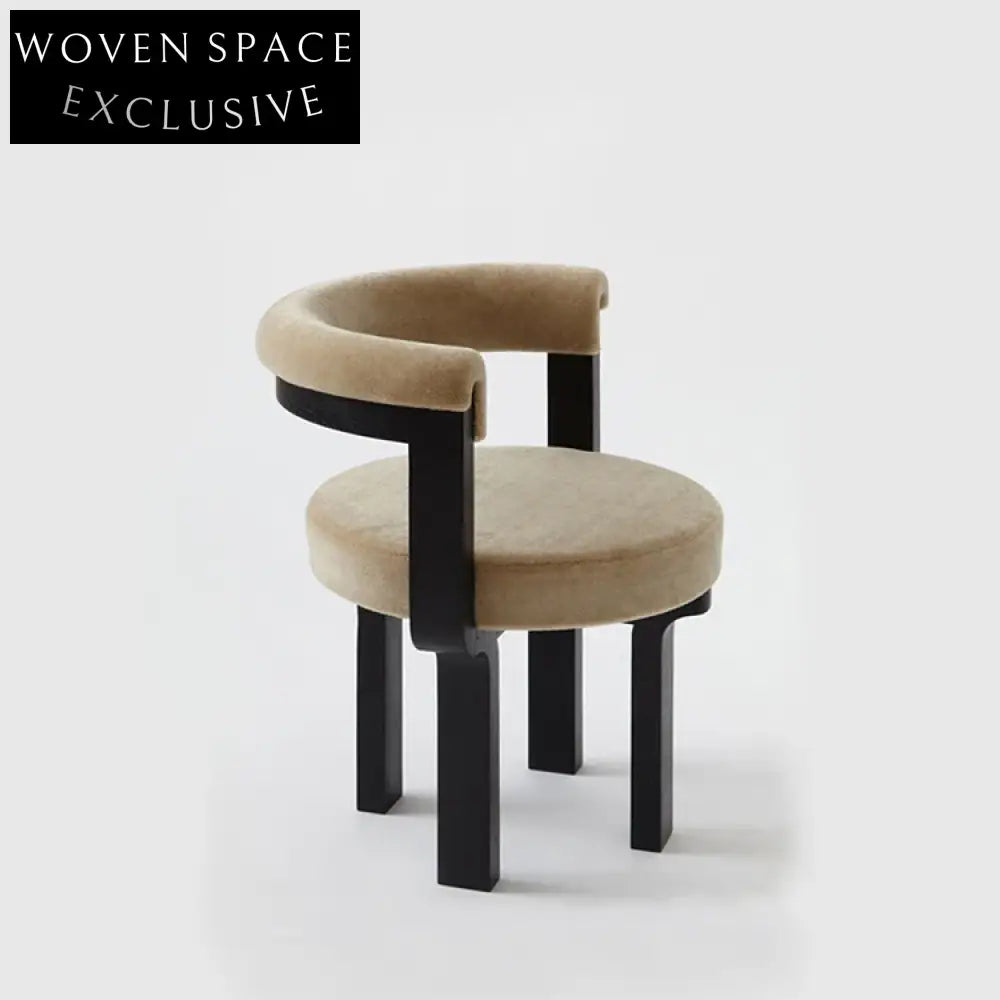 Nordic Solid Wood Fabric Armchair Dining Chair with Comfortable Backrest Design