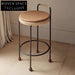 Nordic Solid Wood High Bar Stool with Sturdy Metal Legs for Kitchen Dining