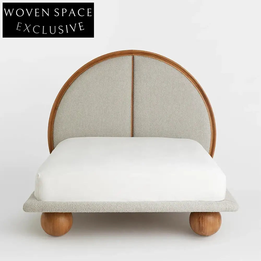Nordic Solid Wood Linen Fabric Upholstered King Size Platform Bed