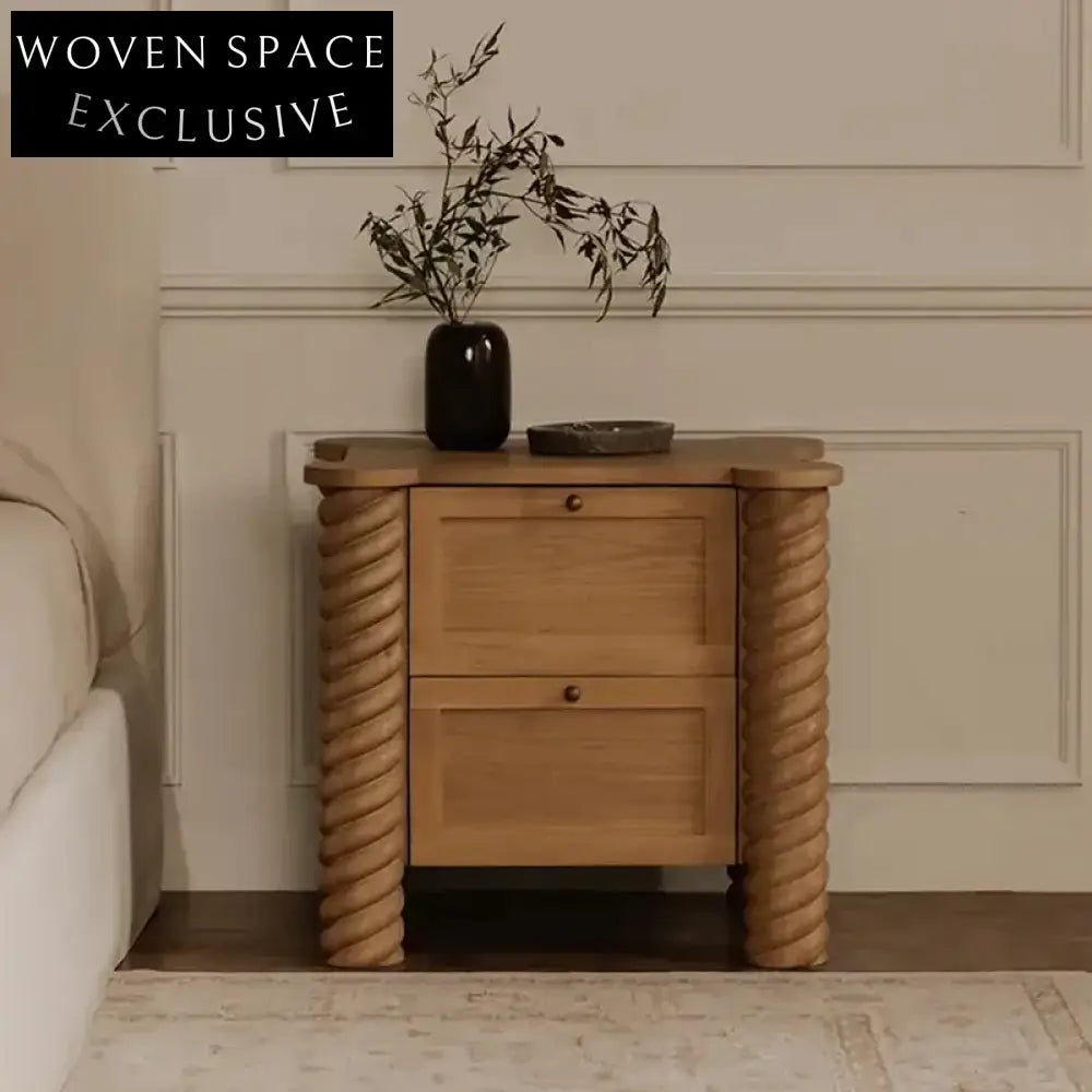 Nordic Solid Wood Nightstand Cabinet Modern Minimalist Bedroom Side Table with Drawer