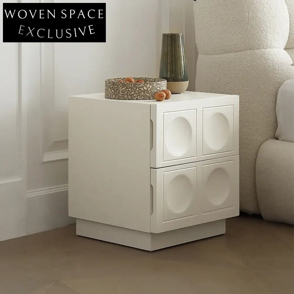 Nordic Solid Wood Nightstand Cabinet with Drawer - Minimalist Square Bedside Table