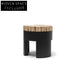Nordic Solid Wood Round Ottoman Stool: Boucle Fabric, Modern Home Accent