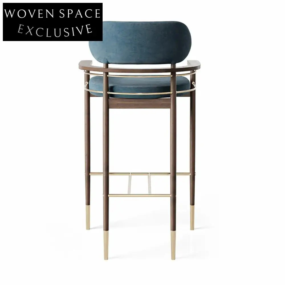 Nordic Solid Wood Upholstered Bar Stool, High Chair for Home, Cafe