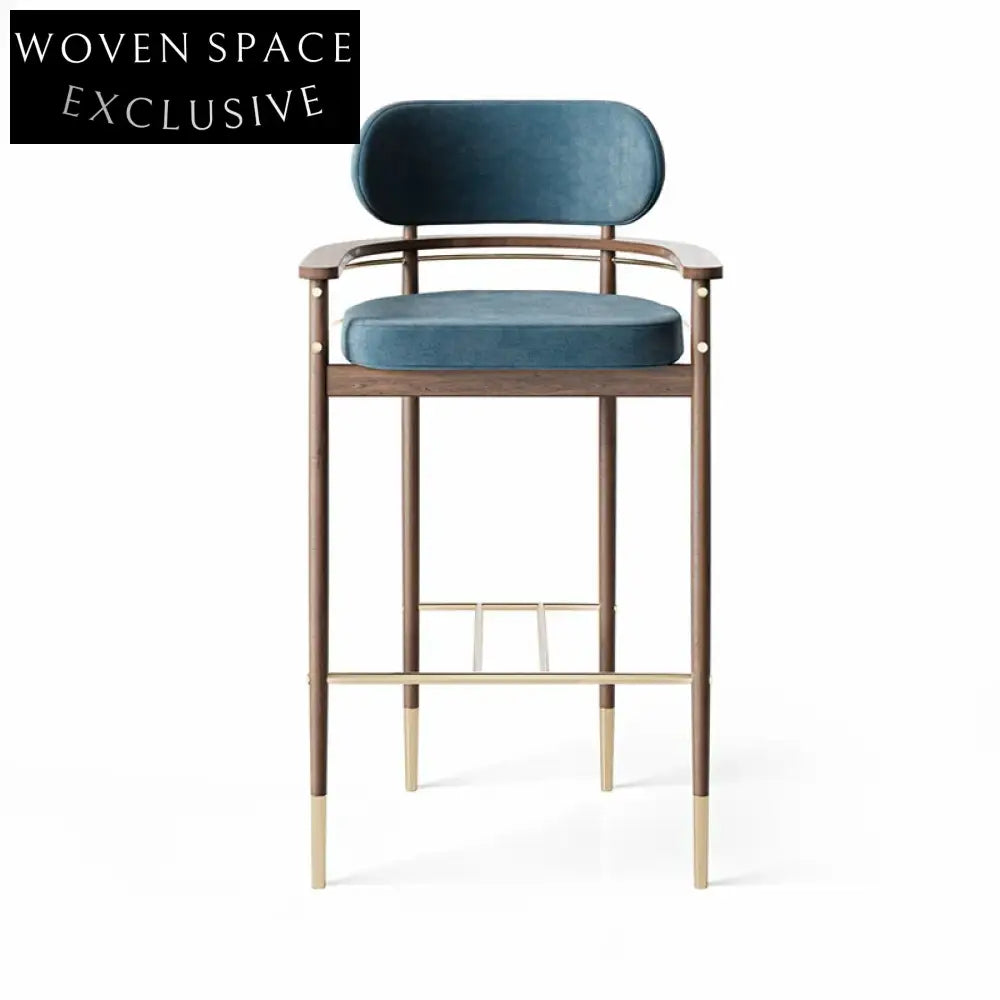 Nordic Solid Wood Upholstered Bar Stool, High Chair for Home, Cafe