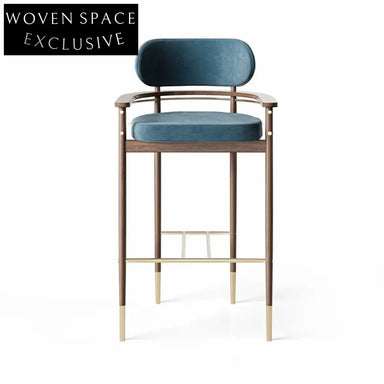 Nordic Solid Wood Upholstered Bar Stool, High Chair for Home, Cafe