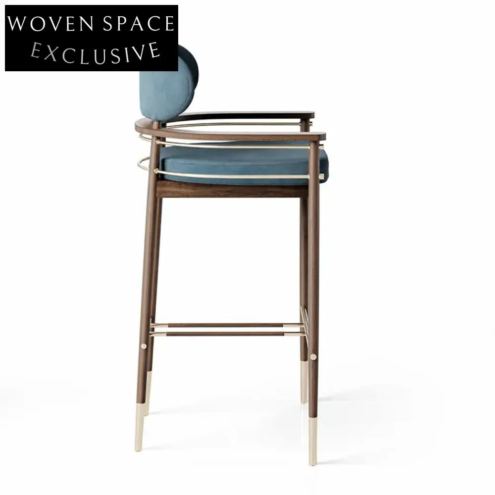 Nordic Solid Wood Upholstered Bar Stool, High Chair for Home, Cafe