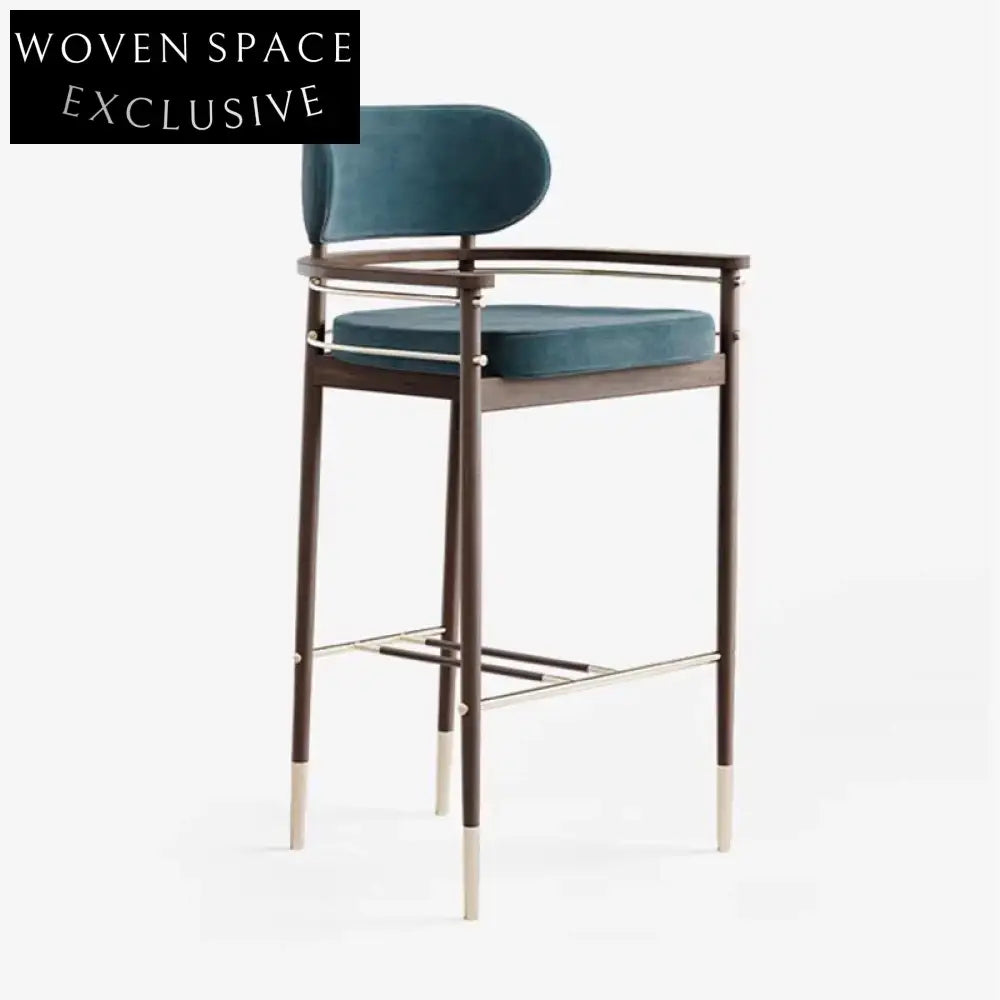 Nordic Solid Wood Upholstered Bar Stool, High Chair for Home, Cafe