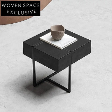 Nordic Square Bedside Table with Metal Legs and Storage Drawer Nightstand