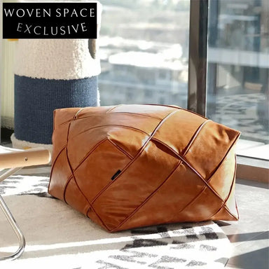 Nordic Square Faux Leather Ottoman, Modern Leisure Living Room Foot Stool