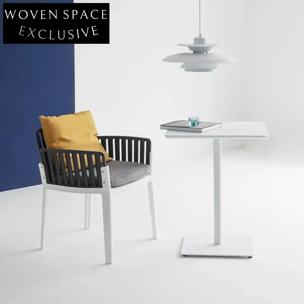 Nordic Square Wooden Top Metal Base Modern White Restaurant Dining Table