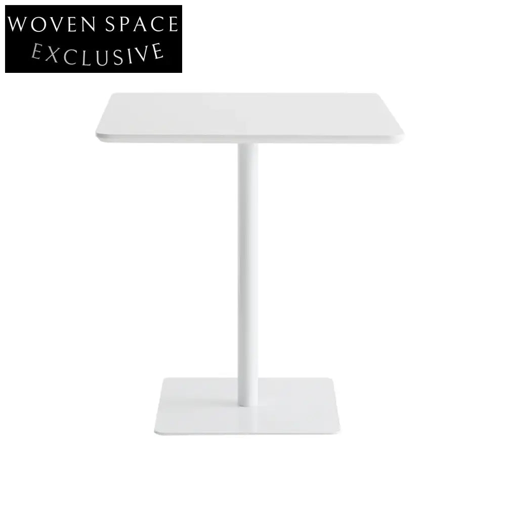 Nordic Square Wooden Top Metal Base Modern White Restaurant Dining Table