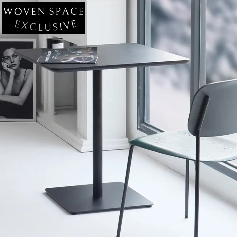 Nordic Square Wooden Top Metal Base Modern White Restaurant Dining Table