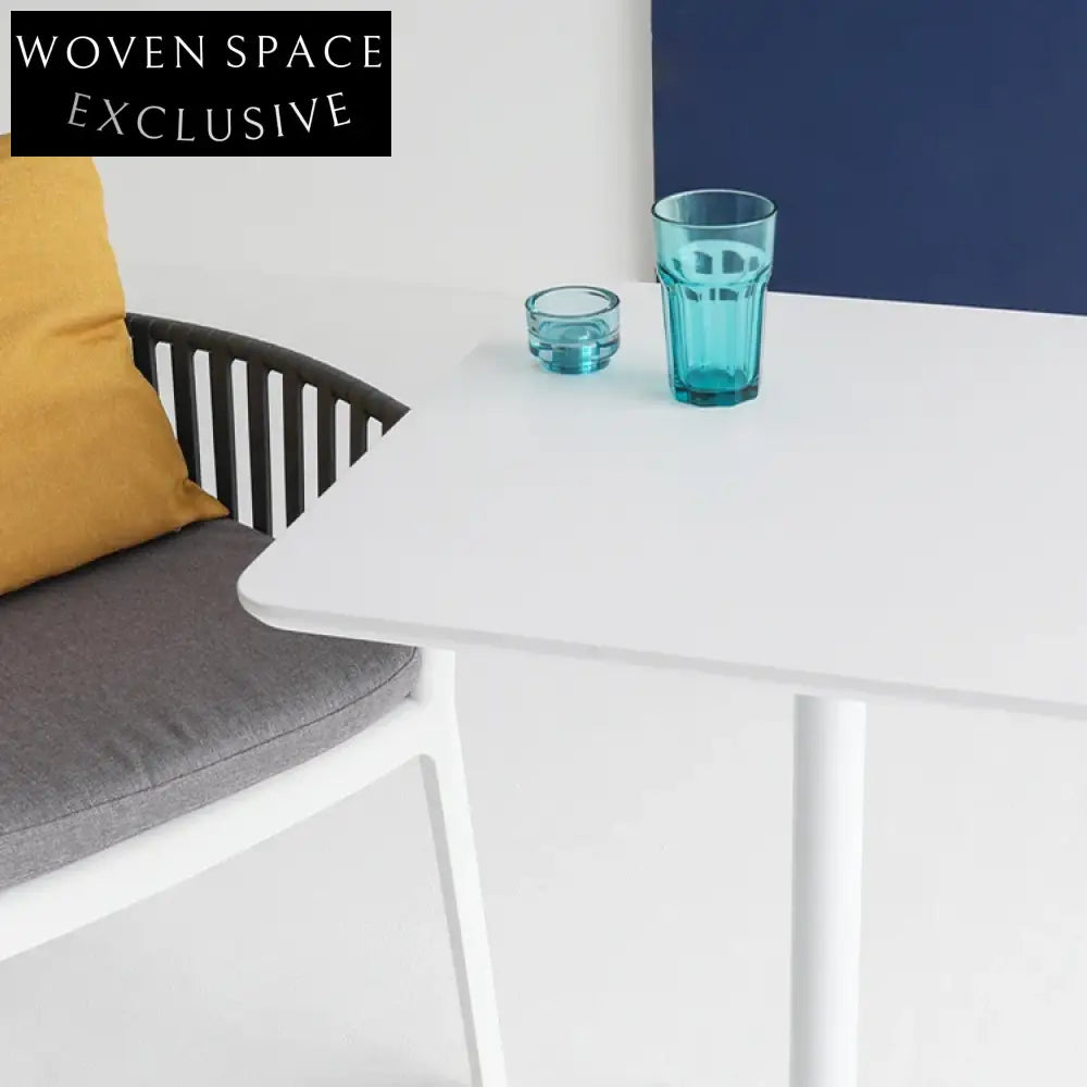 Nordic Square Wooden Top Metal Base Modern White Restaurant Dining Table