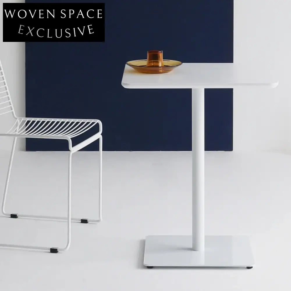 Nordic Square Wooden Top Metal Base Modern White Restaurant Dining Table