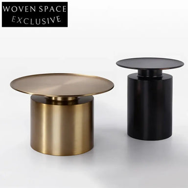 Nordic Stainless Steel Round Coffee & Side Table Set