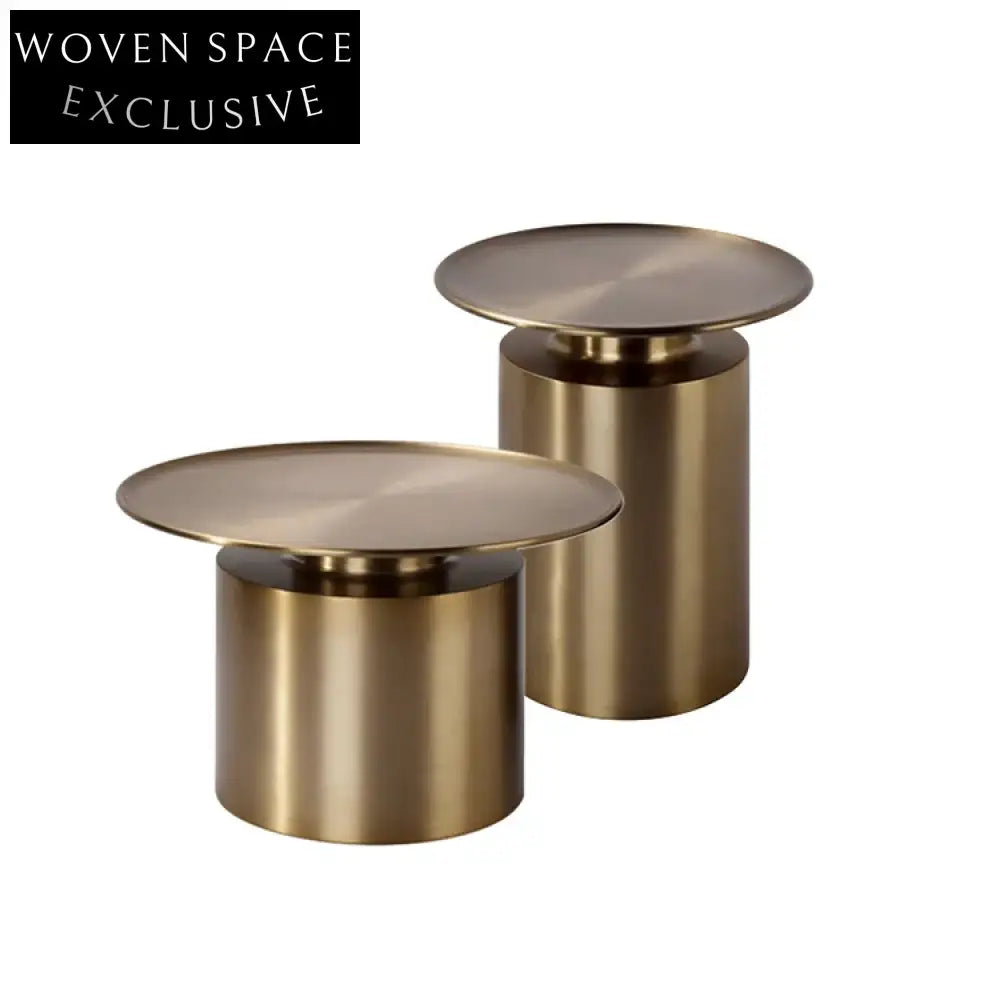 Nordic Stainless Steel Round Coffee & Side Table Set