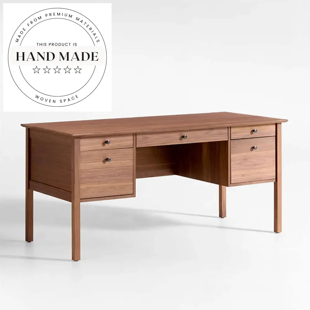 Nordic Studio Solid Walnut Wooden Computer Writing Executive Desk
