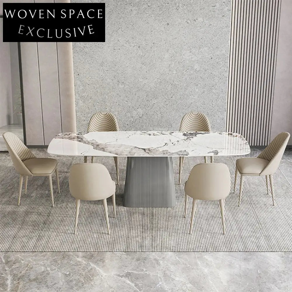 Nordic Style Modern Rectangle Slate Top Dining Table for Restaurants and Homes