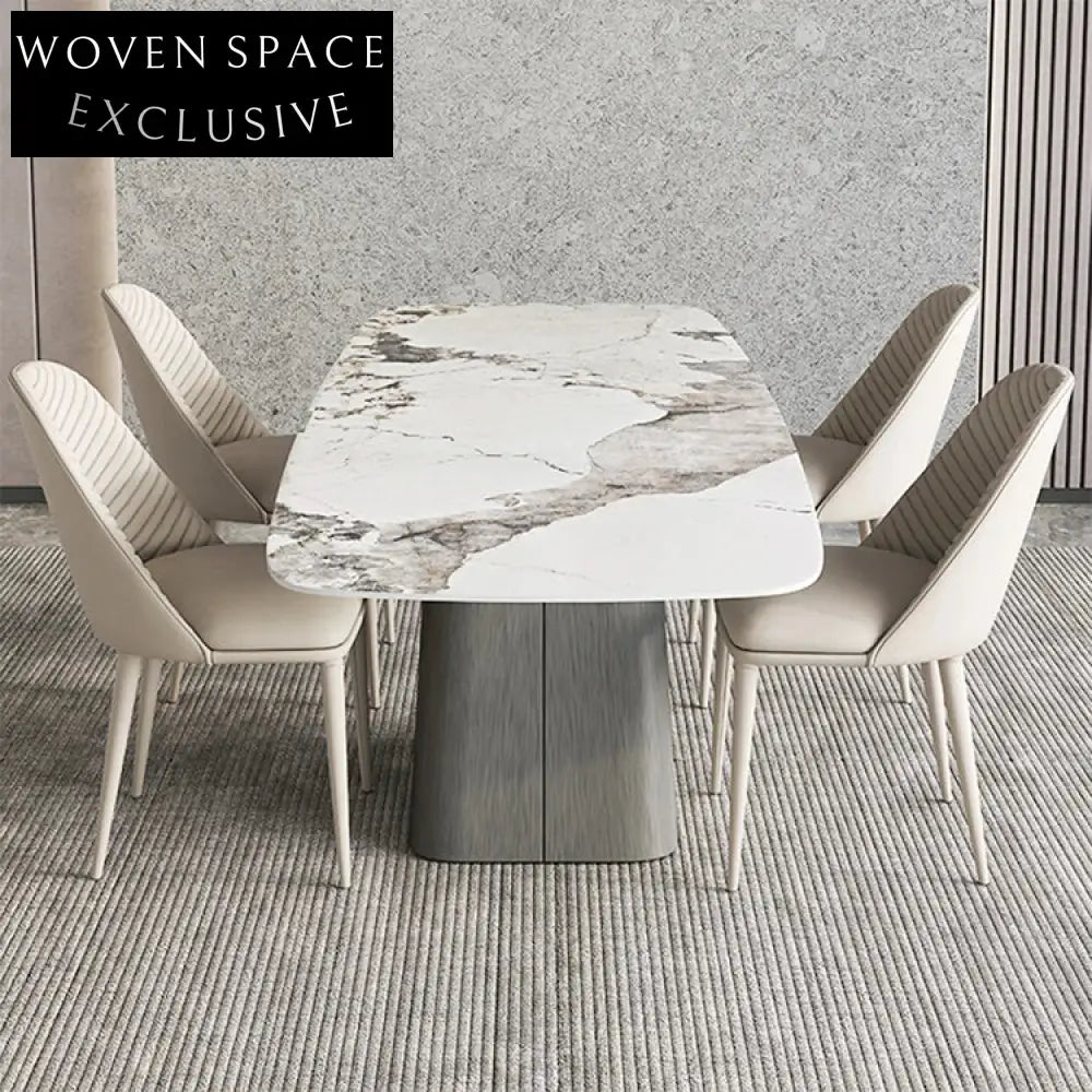 Nordic Style Modern Rectangle Slate Top Dining Table for Restaurants and Homes