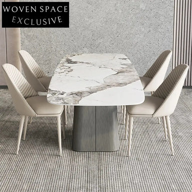 Nordic Style Modern Rectangle Slate Top Dining Table for Restaurants and Homes