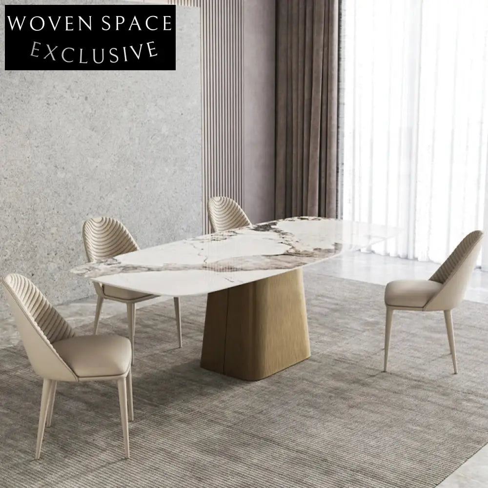 Nordic Style Modern Rectangle Slate Top Dining Table for Restaurants and Homes