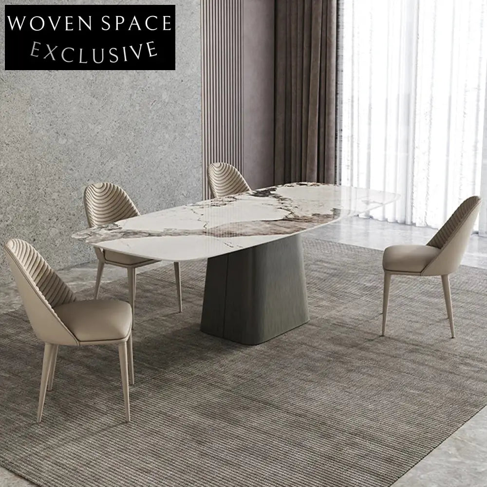 Nordic Style Modern Rectangle Slate Top Dining Table for Restaurants and Homes