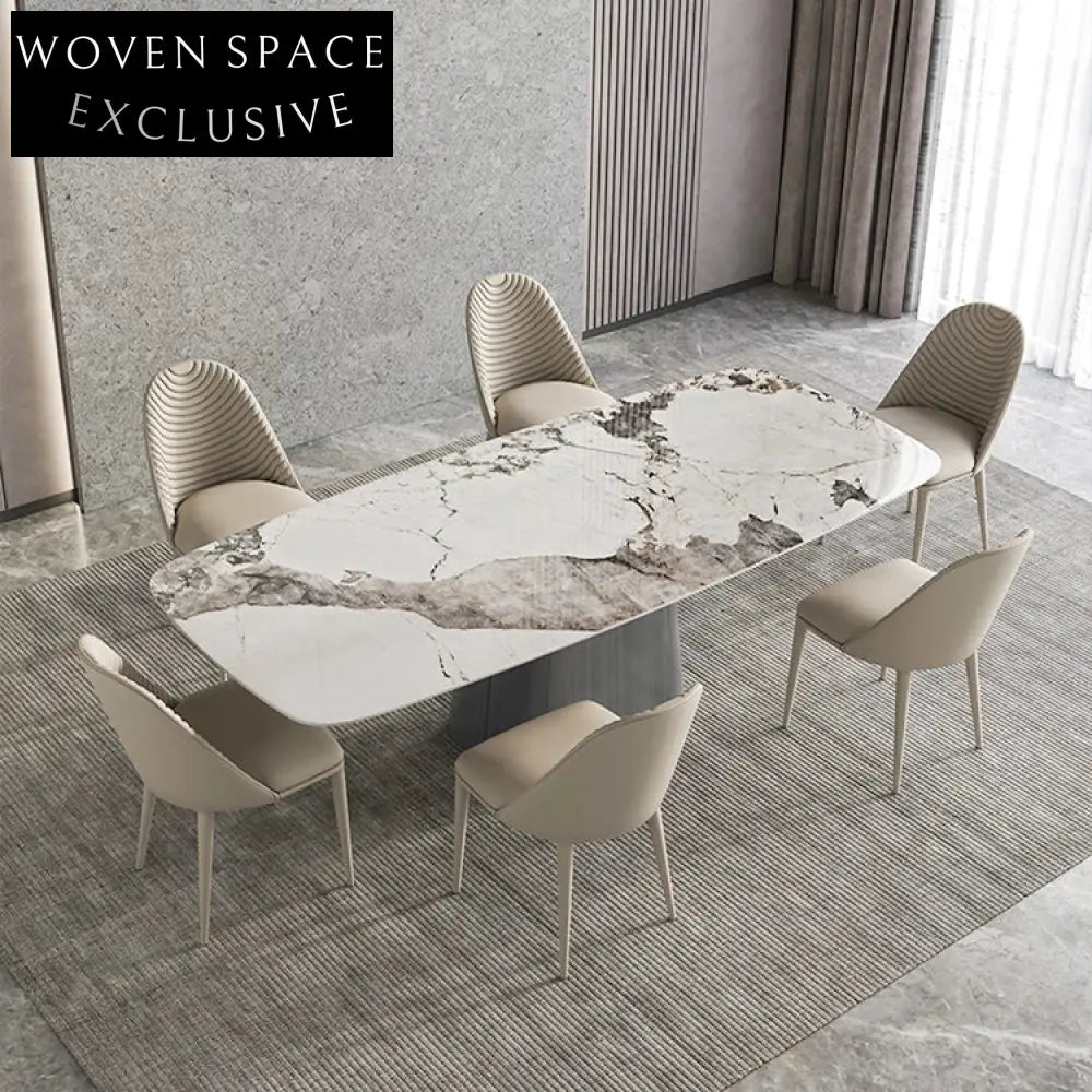 Nordic Style Modern Rectangle Slate Top Dining Table for Restaurants and Homes