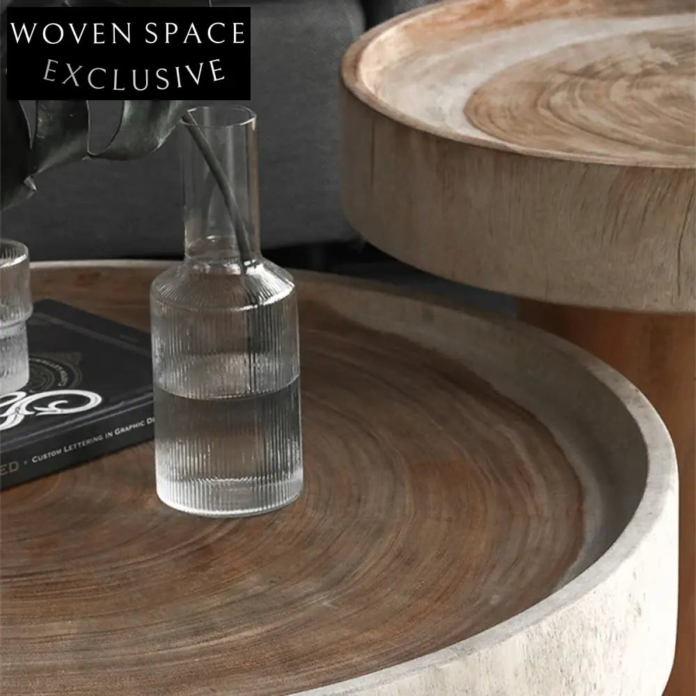 Nordic Style Natural Solid Wood Coffee Table - Ecological Round Low Height Design