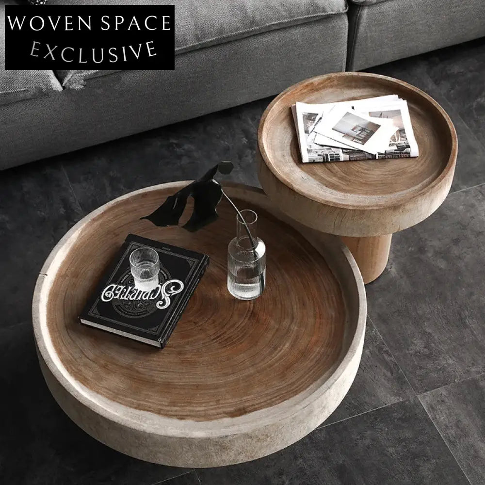 Nordic Style Natural Solid Wood Coffee Table - Ecological Round Low Height Design