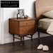 Nordic Style Solid Wood Nightstand with Two Drawers and Storage