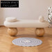 Nordic Style Solid Wood Teddy Fabric Upholstered Entryway Bench Ottoman Seating