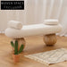 Nordic Style Solid Wood Teddy Fabric Upholstered Entryway Bench Ottoman Seating
