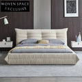 Nordic Style Upholstered Double Solid Wood Frame Sponge Caterpillar Bed