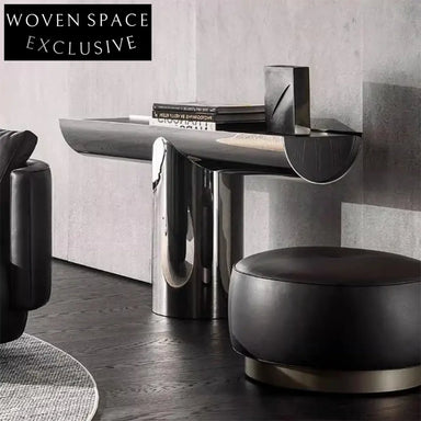 Nordic T-Shaped Modern Living Room Console Table with Stainless Steel Base